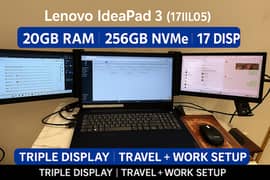 Lenovo IdeaPad 3 (17") | 20GB RAM | NVMe SSD | Triple Display Setup |