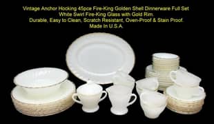 Anchor Hocking 45pce Fire-King Golden Shell Dinnerware Set U. S. A.