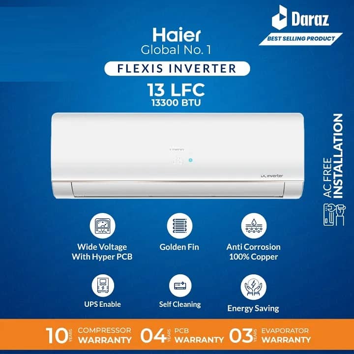 Haier AC 1 Ton DC Inverter | Latest Model AC HSU-12/13LF CB 0