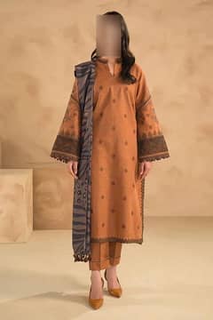 3pcs Women's Unstitched Embroidered Suit