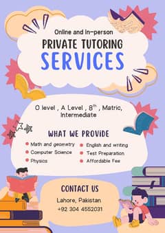Private Tutoring Service Online and In Person