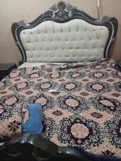 king size bed with mattress and 2 side tables
