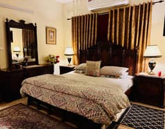 WOODEN KING BED & SOFA SET FOR SALE AT HOME (EXCELLENT CONDITION)
