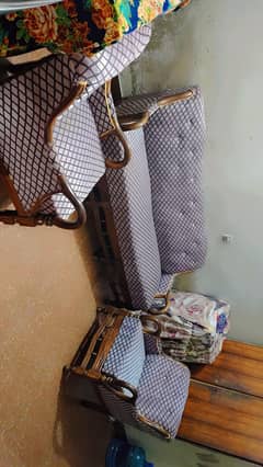 Sofa set wooden 5 seater for sale (3+1+1)