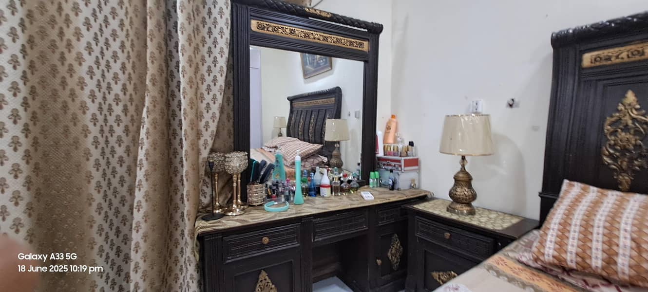 Bed with side table and dressing table without mattress 6