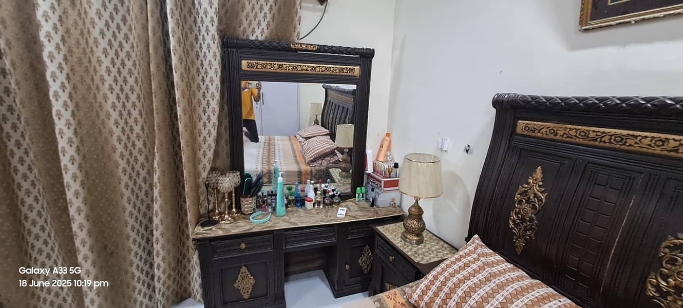 Bed with side table and dressing table without mattress 7