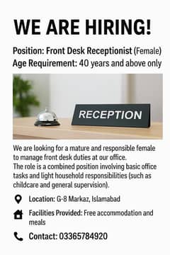 Receptionist (female )