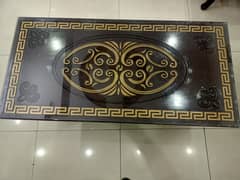 2 Wodden Table With heavy Glass For Sale