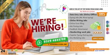 Online Jobs, Assignment Writing, Data Entry, Typing job, Part Time Job