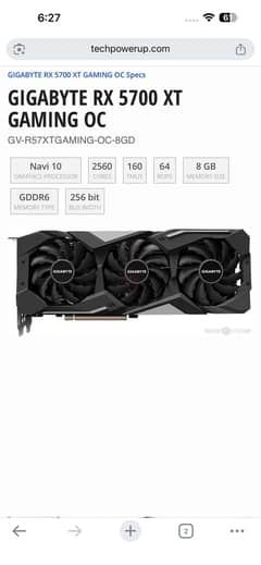 RX 5700xr gigabyte 8gb ddr6 trippe fan
