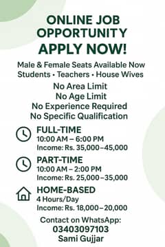 office work and online work available