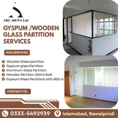 Wooden Glass Partitions Services/Gypsum Glass Partitions Services