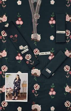 2 Pc Embroidered Lawn Suit - Summer Collection - Different Designs
