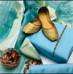stunning katan silk suit with khussa-4 PCs