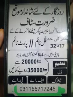 need staff for office work for part time