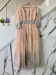 Stiched organza embroided maxi