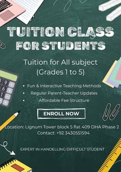 Tuition for student from garde 1 to 5 for all subject