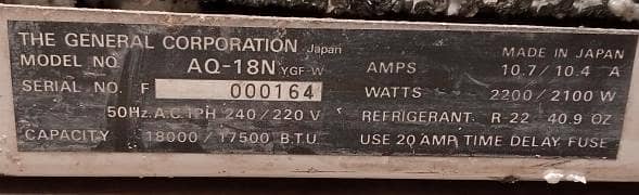 General Ac Never Used