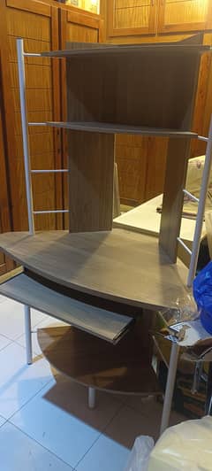 Corner Study Table with Shelves