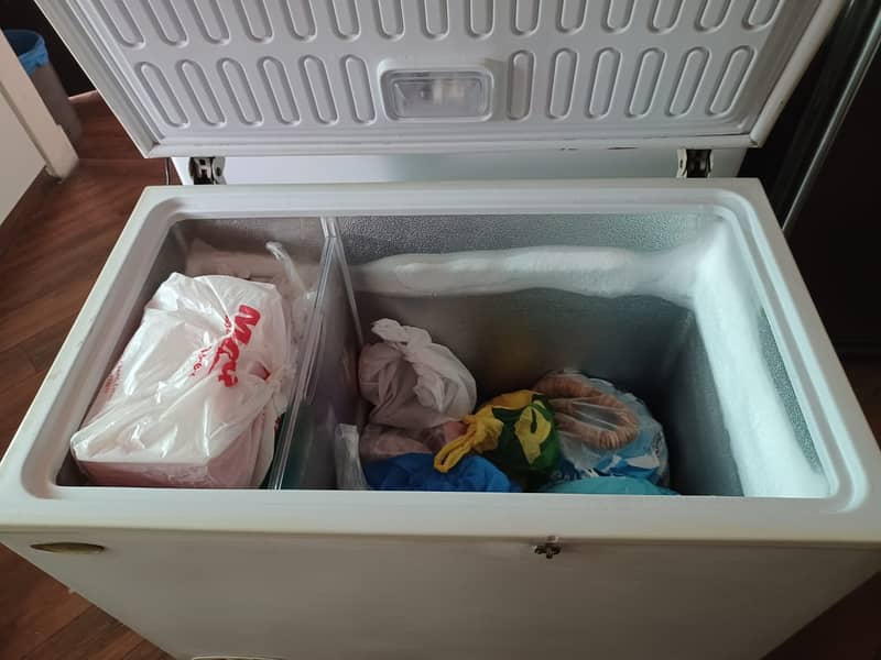 Waves deep freezer, in good running condition.  Rating 8. 6