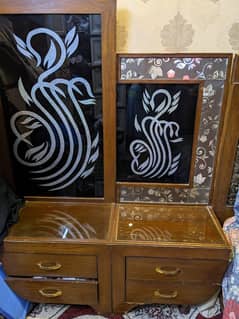 polish wood king size bed wth dressing table and chester