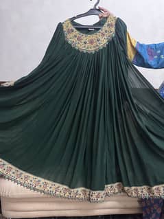 Women maxi frock, floor length, with heavy flare,
