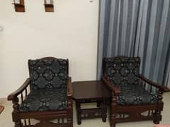 5 Seater Wooden Sofa with Centre and 2 Side Tables