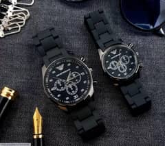 2pcs Unisex Stainless steal chronograph couple watches