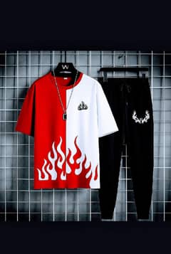 Black&white smart smiley  printed summer track suit for men and boy