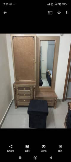 Golden brown wooden dressing table