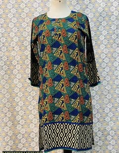 1 pc women stitched linen printed shirt what’s app 03247669547