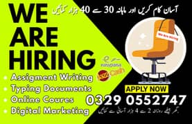 Online Part time/full time/home job/Assignments/Typing/Data entry/Ads