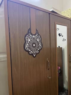 Bed without mattress dressing and wardrobe