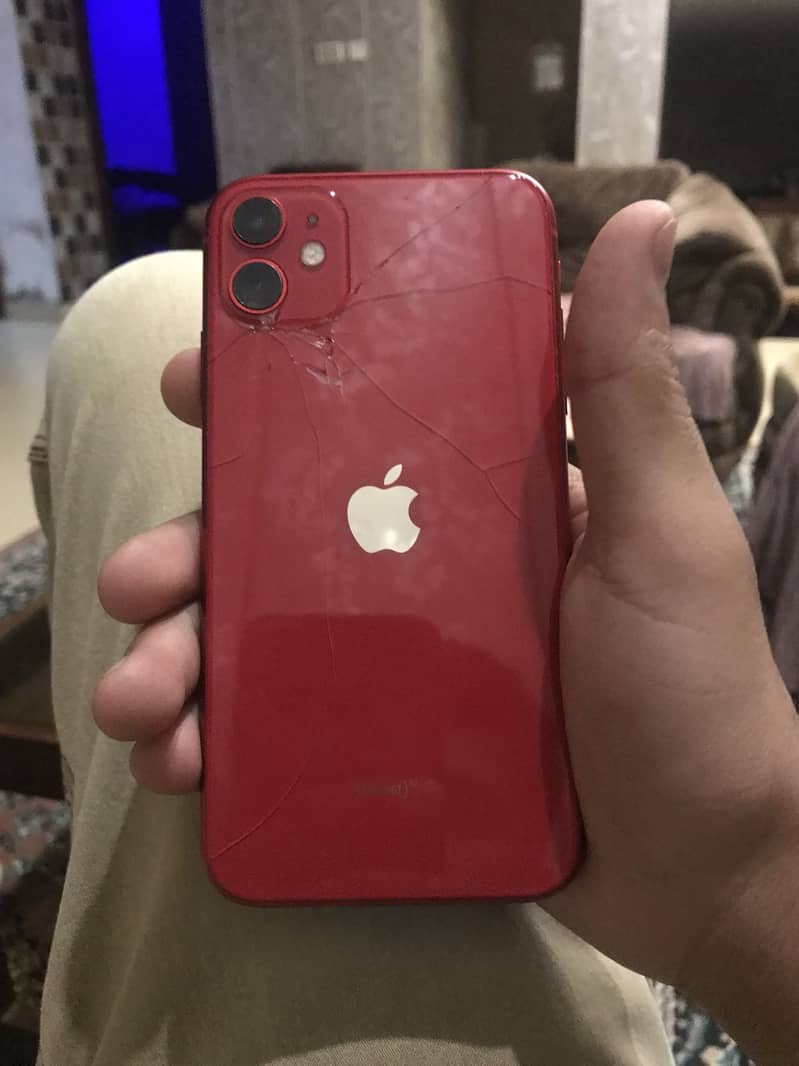 Iphone 11 red colour jv 64 jb only back break all ok non open 0