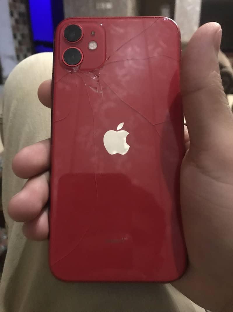 Iphone 11 red colour jv 64 jb only back break all ok non open 1