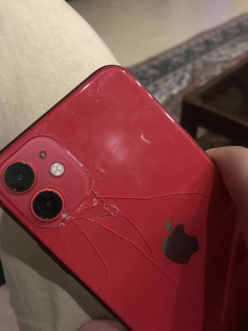 Iphone 11 red colour jv 64 jb only back break all ok non open 4