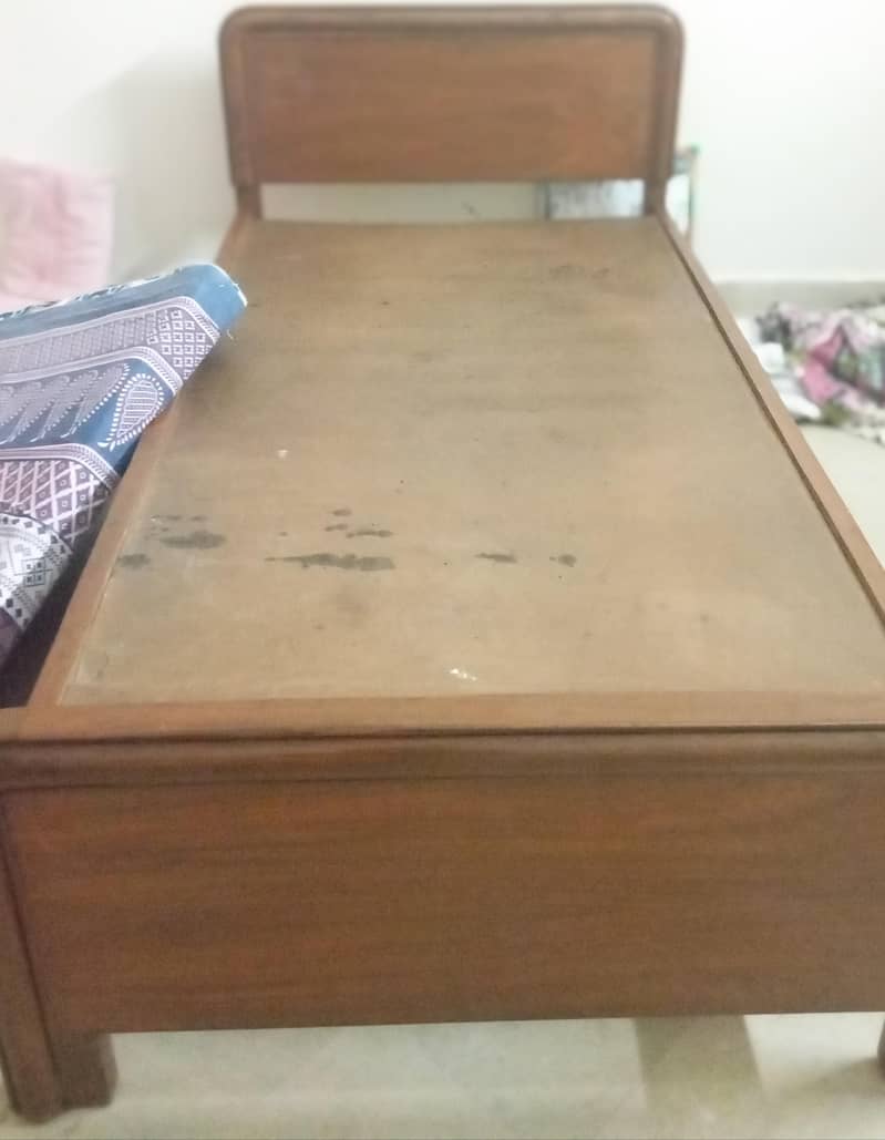 2 single beds one mattress  with one side table (double drawer) 0