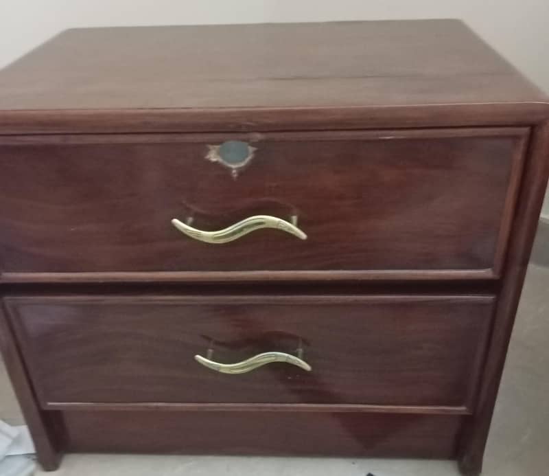 2 single beds one mattress  with one side table (double drawer) 2