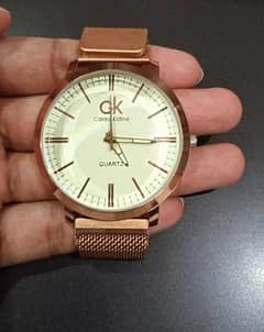 stylish CK-INSPIRED quartz watch rose golden mesh strap