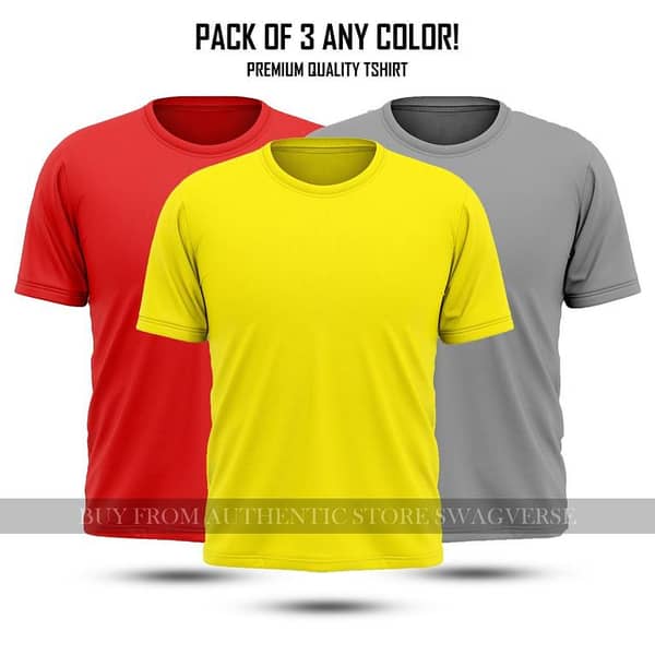 t shirt for men -  Pack of 2 and 3 Basic Half Sleeves T-Shirt for Men | Women and Girls – shirts for boys -  Premium Cotton Blend, Stylish & Comfortable – shirts for men - deal for All Seasons Any 3 Colour M