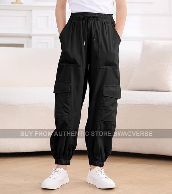 trousers for women, Export Quality cargo pants for women, pants for girls, Cool & Stylish Jogging and Gym trouser for Girls, Trendy Gen Z Streetwear, perfect for indoor and outdoor use. A Black Other Large