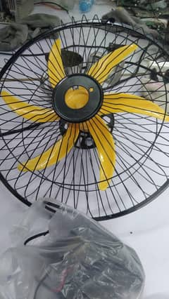 Heavy Duty 12V Solar/DC Fan with Metal Grill and Stylish Yellow Blades