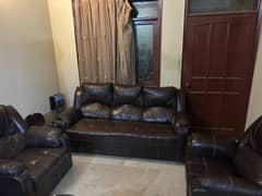 leather Style sofa set With Covers in excellent conditin slightly used