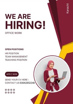 Office work vacancies available