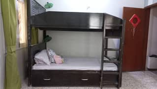 Twin Bunk Bed with Trundle and Mattresses
