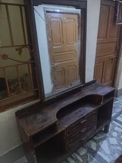 "Wooden Console Table with Mirror - Stylish & Solid (Urgent Sale )