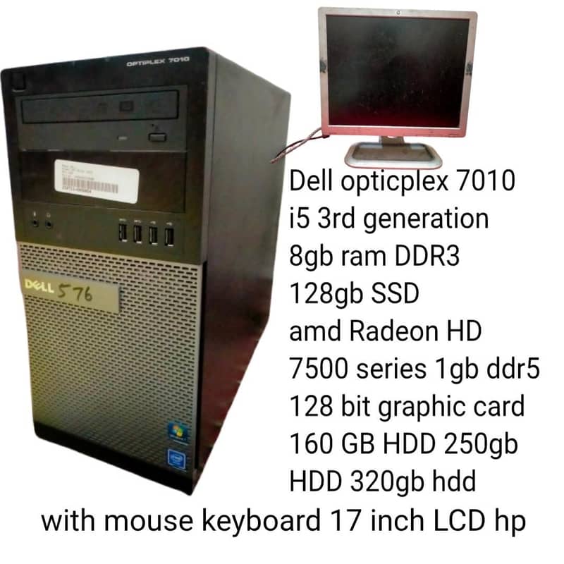 I5 3rd generation 8gb ram 1gb ddr5 128 bit graphic card with LCD 0