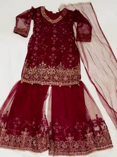 Maroon sharara kurti