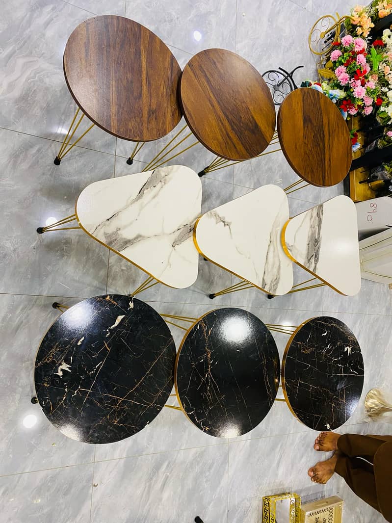 set of 3 Round coffee Table HIGH Gloss Nesting End Tables 11