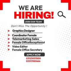 Female Office Receptionist/Telemarketing Sales/Graphics Designer